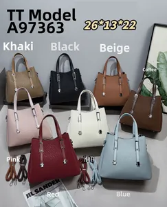 Detailed display of 8 colors for the chic women handbag set with metal hardware