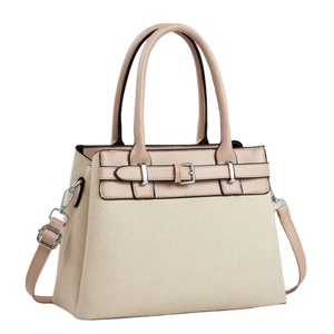 Retro-Handtasche aus Canvas und Leder mit silbernen Beschlägen und Schultergurt