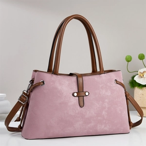 Women Large Tote Bag Frosted PU Leather Contrast Color Shoulder Handbag Retro Versatile Crossbody Purse Elegant
