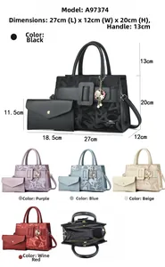 Detailed size specifications and structure of faux leather handbag with inner pouch