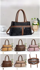 Detailed view of women's leather tote showing 35x11x21cm dimensions and multi-color options