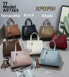 Multi-color collection of pebbled PU leather tote bags with metal ring decoration