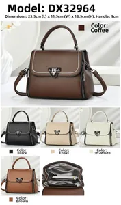 Detail view of stylish crossbody bag with litchi grain texture and dimensions 23.5x11.5x18.5cm