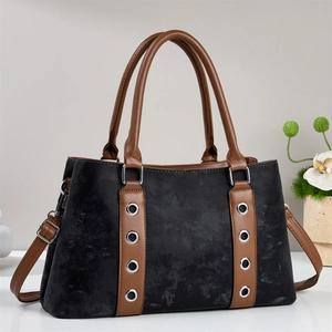 Sac À Main Rétro En Cuir PU Givré Pour Femmes Avec Décoration À Œillets Métalliques Sac Bandoulière Polyvalent