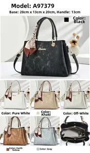 Detailed size chart of the leather handbag showing dimensions 28cm x 13cm x 20cm
