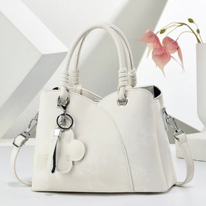 Sac À Main Femme Élégant En Cuir PU Texture Mate Sac À Épaule Avec Bandoulière Amovible Et Pendentif Trèfle Rétro