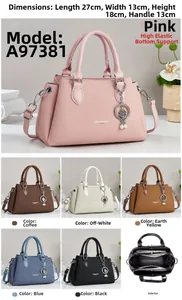Detailed size chart and multi-color selection for textured faux leather handbag