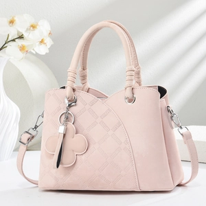 Fashion Handbag For Women PU Leather Quilted Shoulder Bag Crossbody Purse With Flower Charm And Top Handle Elegant Office Commute
