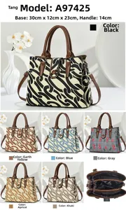 Detailed size specifications for the large capacity handbag in various stylish colors