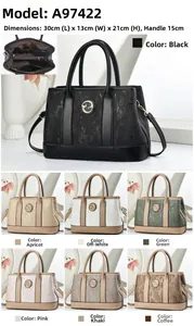 Detailed internal structure and dimensions of a faux leather tote bag with seven color options