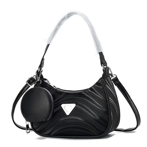 Hobo Bag PU Leather Wave Ripple Texture With Round Coin Purse Adjustable Strap Fashion Chic Crossbody Shoulder Handbag