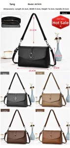 Spécifications détaillées des dimensions du sac vintage pour femme en cinq couleurs