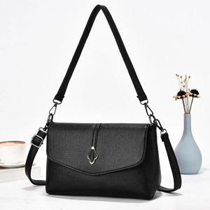Sac À Épaule Femme En Cuir PU Rétro Motif Litchi Grande Capacité Sac Bandoulière Avec Fermoir Feuille En Métal