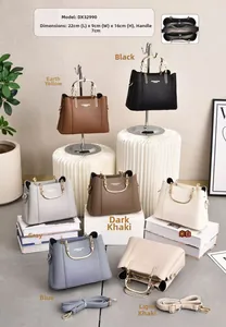 Detailed view of women's crossbody bags in seven colors with litchi grain leather texture