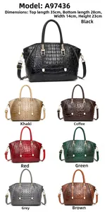 Détails de sacs à main motif crocodile en sept couleurs avec spécifications de taille