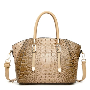 Sac À Main Pour Femme En Cuir PU À Motif Crocodile Grande Capacité Sac À Épaule Bandoulière Tendance Matériel Doré