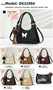 Tableau des tailles détaillé pour sac bandoulière femme avec logo papillon et couleurs