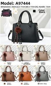 Detailed size guide for the textured PU leather tote bag in seven available colors