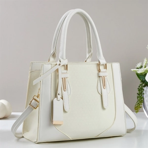 Women PU Leather Handbag Elegant Woven Texture Tote Bag With Gold Hardware Adjustable Strap Zipper Closure Daily Use