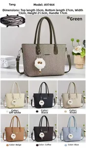 Detailansicht der Handtaschenmaße, Innenfächer und verfügbaren Farbvarianten der Tasche