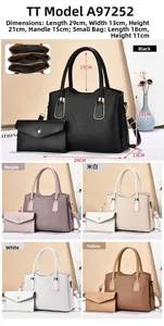 Detailed view of women's woven crossbody bag dimensions and matching small envelope pouch