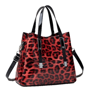 Sac fourre-tout vintage léopard rouge pour femme avec bandoulière réglable