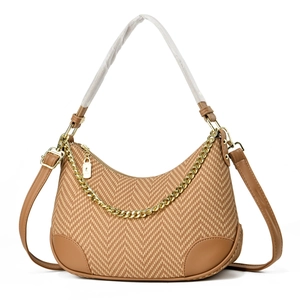 Women Vintage Hobo Bag PU Leather Herringbone Woven Underarm Bag With Gold Chain And Adjustable Strap Elegant Shoulder Crossbody Bag