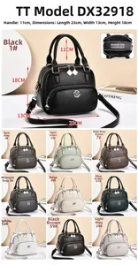 Detailed size chart of the荔枝 grain leather handbag showing 23x13x18cm dimensions