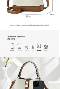 Detailed view showing large capacity and dimensions of this vintage bucket bag for women