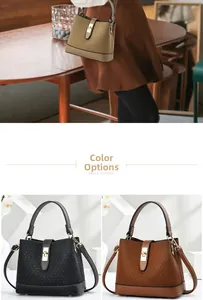 Detail display of stylish bucket bags with chevron patterns and golden swivel locks