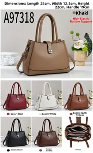 Detailed dimensions of the solid color bucket bag with a multi-compartment interior view