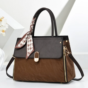 Sac À Épaule En Cuir PU Pour Femmes Sac À Main Fourre-Tout Avec Foulard En Satin Plissé Élégant Mode Quotidien