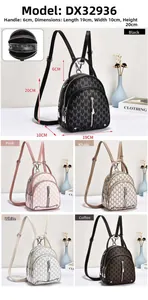 Detailed size chart of multi-layer soft leather mini backpacks with dimensions 19x10x20cm