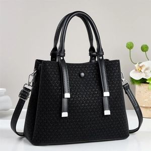 Women PU Leather Handbag Woven Texture Large Capacity Crossbody Shoulder Bag Detachable Strap Minimalist Winter