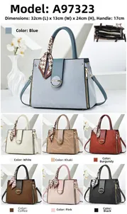Detailed size chart of textured faux leather handbag with dimensions 32x13x24cm