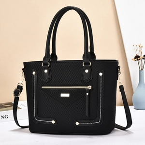 Vintage Tragetasche in Schwarz mit Textur, Tragegriffen und verstellbarem Gurt