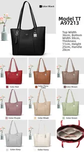 Detailed size chart and internal structure of this large leather tote handbag