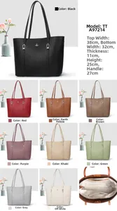 Nine color options for the large lychee grain leather tote bag with silver hardware detail