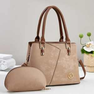 Women Handbag And Small Purse Matte PU Leather Shoulder Bag With Metallic Logo Chic Fashion Daily For Ladies