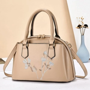 Damen Elegant Blumenstickerei PU Leder Handtasche Griff Crossbody Tasche Mode Medium Umhängetasche Tägliche Büro Tasche