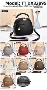 Detailed size specifications for the semi-circular crossbody bag with internal structure
