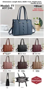 Detailed view of women's bucket bag with dimensions 30x11x23cm and seven color options