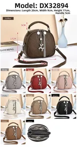 Detail of multi-compartment interior and zip closure of the compact shell crossbody bag