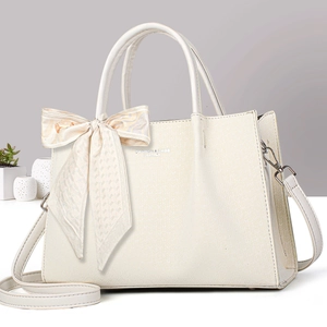 Sac Fourre-tout Grande Capacité Texture Tissée Pour Femmes Sac à Main en Similicuir Avec Décor Foulard Satin Sac Bandoulière