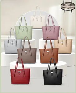 Lychee texture leather tote bag in nine colors with a layered interior size 38x11x28cm