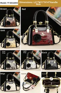 Mini shell handbag showing internal compartments and capacity for smartphones