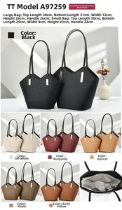 Close-up of litchi grain texture and spacious interior of the soft leather tote bag