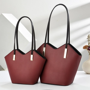 Women Tote Handbag Large Small PU Leather Litchi Pattern V-Cut Opening Minimalist Fashion Commuting Shoulder Bag