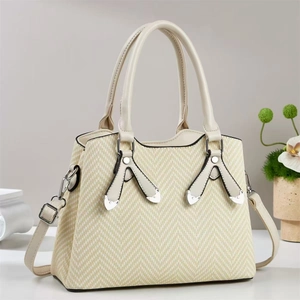 Sac À Main Femme Mode Tissé À Chevrons En Cuir PU Fourre-Tout Décontracté Bandoulière Rétro Poignée Supérieure