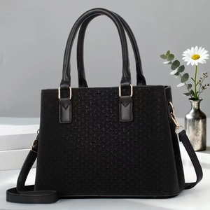 Woven Texture PU Leather Handbag Removable Shoulder Strap Gold Hardware Elegant Crossbody Bag For Women Daily Commute